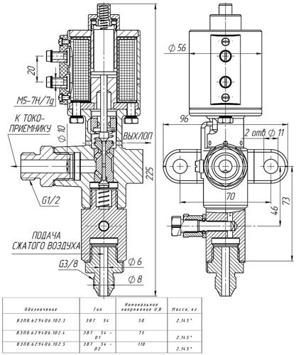 Рис.1. Габаритный чертеж вентиля ЭВТ-54-02