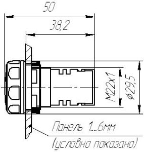 Рис.1. Габаритный чертеж светового индикатора СКЕА-2032