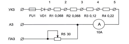 Принципиальная схема устройства регулирования и контроля тока типа ПВЕК