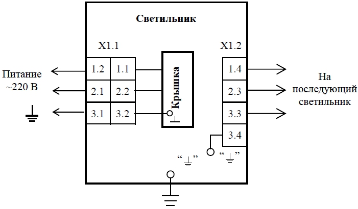 Схема подключения светильников ВСД-200