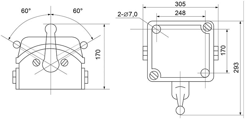 "Установочные и габаритные размеры QS5-100P/4"