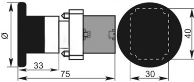 Рис.1. Чертеж кнопки XB2-BR42 "грибок" (d 60 мм) "Стоп"