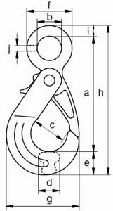 Рис.1. Схема крюка самозакрывающегося с проушиной GKO
