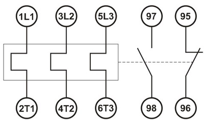 Рис.1. Принципиальная схема теплового реле FTR 2M-200 80-125