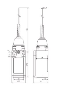 "Схема габаритных размеров выключатели FLS15M41266"