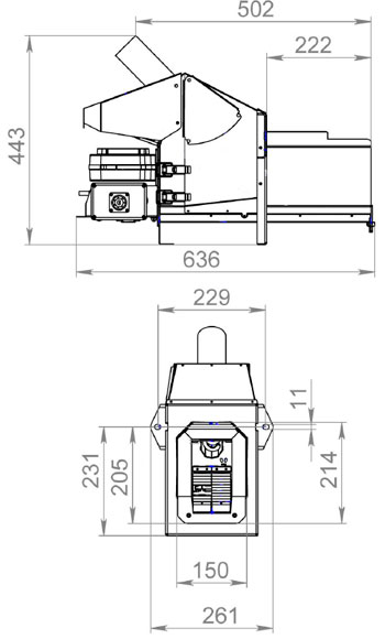 Рис. 2. Габаритные и присоединительные размеры горелки AIR Pellet Ceramic 40 кВт